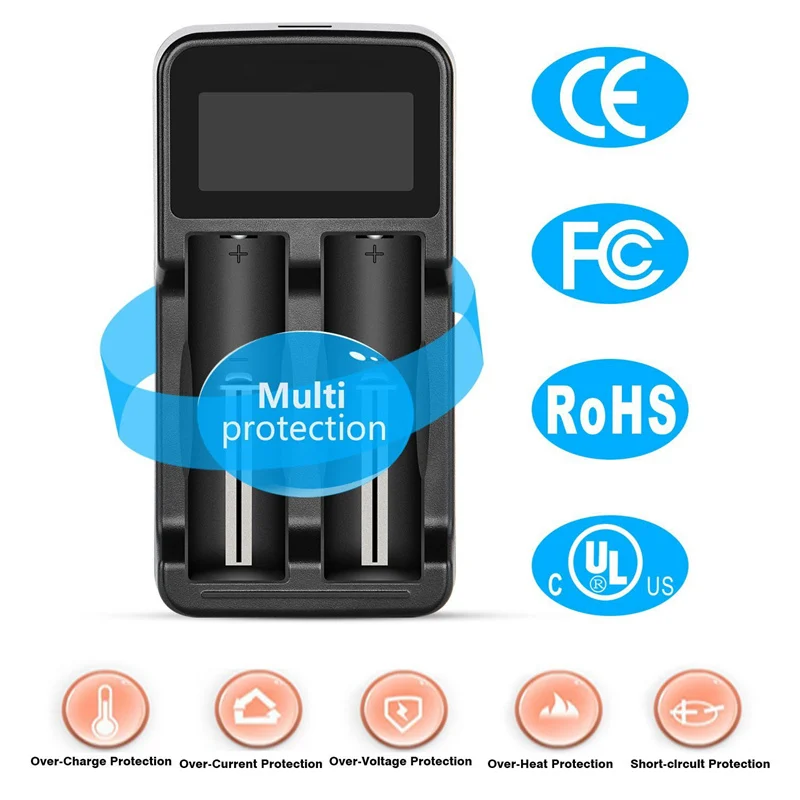 Умное зарядное устройство ЖК дисплей умное для перезаряжаемых литий ионных