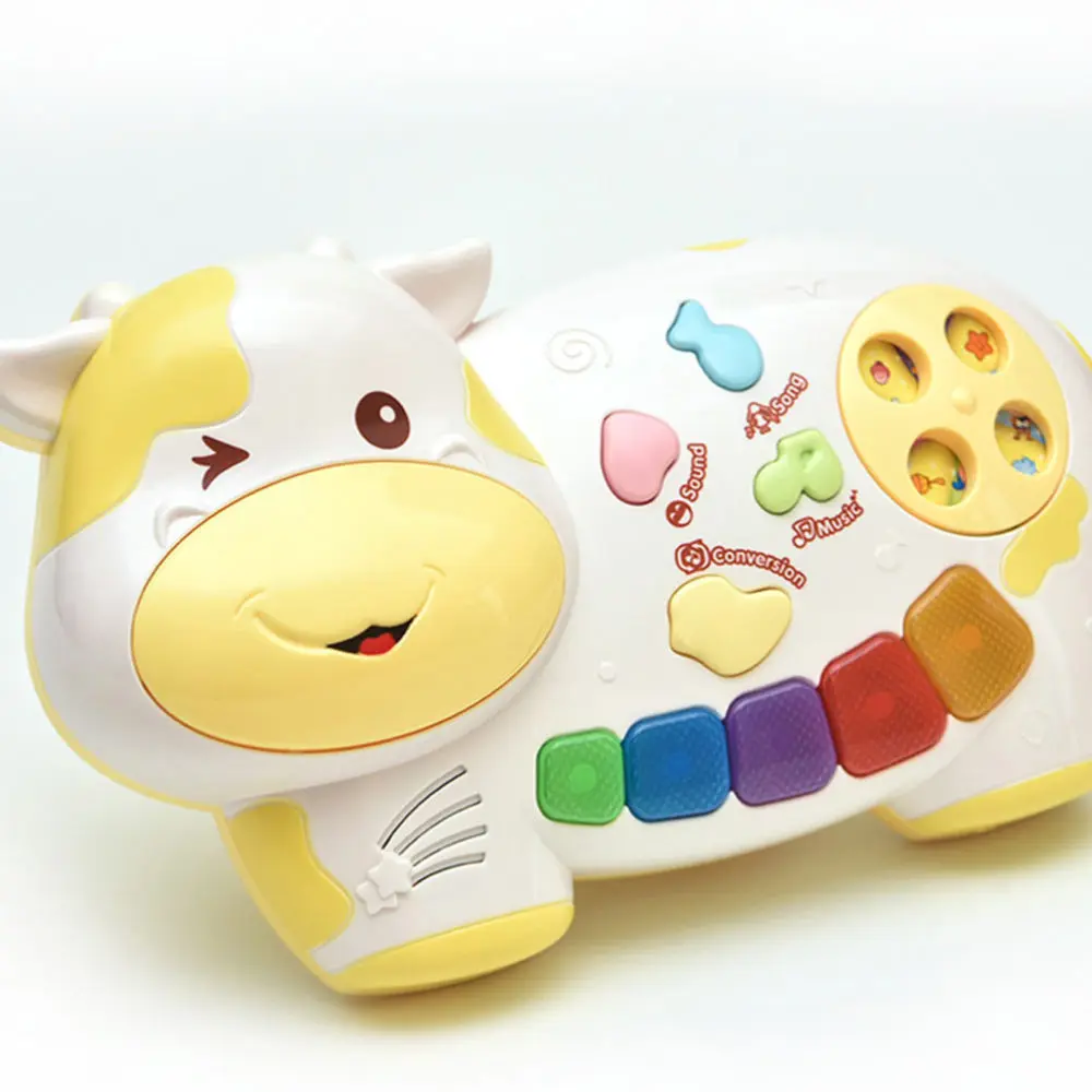 

1pc Kids Electronic Cow Shape Baby Plaything (Yellow White)