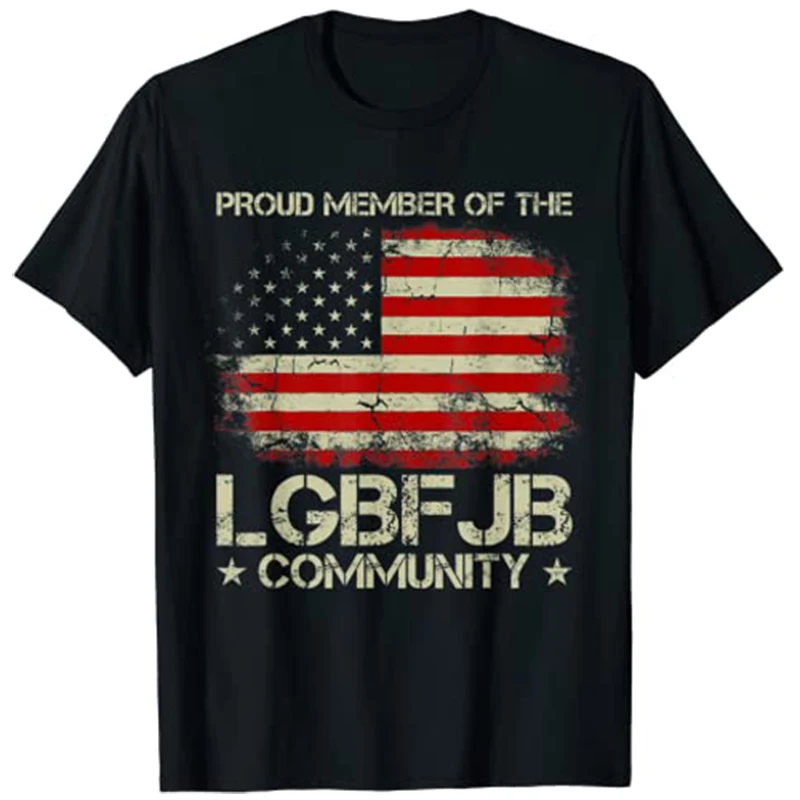 Vintage American Flag Proud Member of The LGBFJB Community T-Shirt Men's Clothing Political Jokes