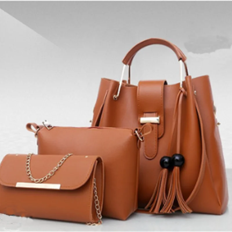 Новинка женская сумка из трех частей с кисточкой на одно плечо кошельки и сумки