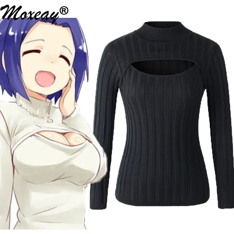 Женский трикотажный свитер с воротником-хомутом в стиле Харадзюку | Женская