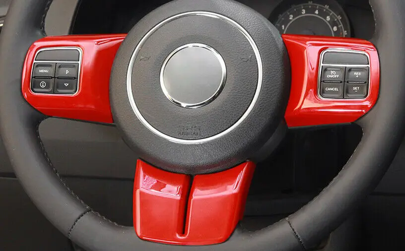 

For Jeep Grand Cherokee 2011-2013 ABS Steering Wheel Button Frame Trim 3X Red