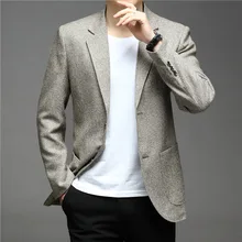 Veste de printemps pour homme, Blazer décontracté, tendance, solide, Business, Slim, en tricot, vêtements de marque  (1)