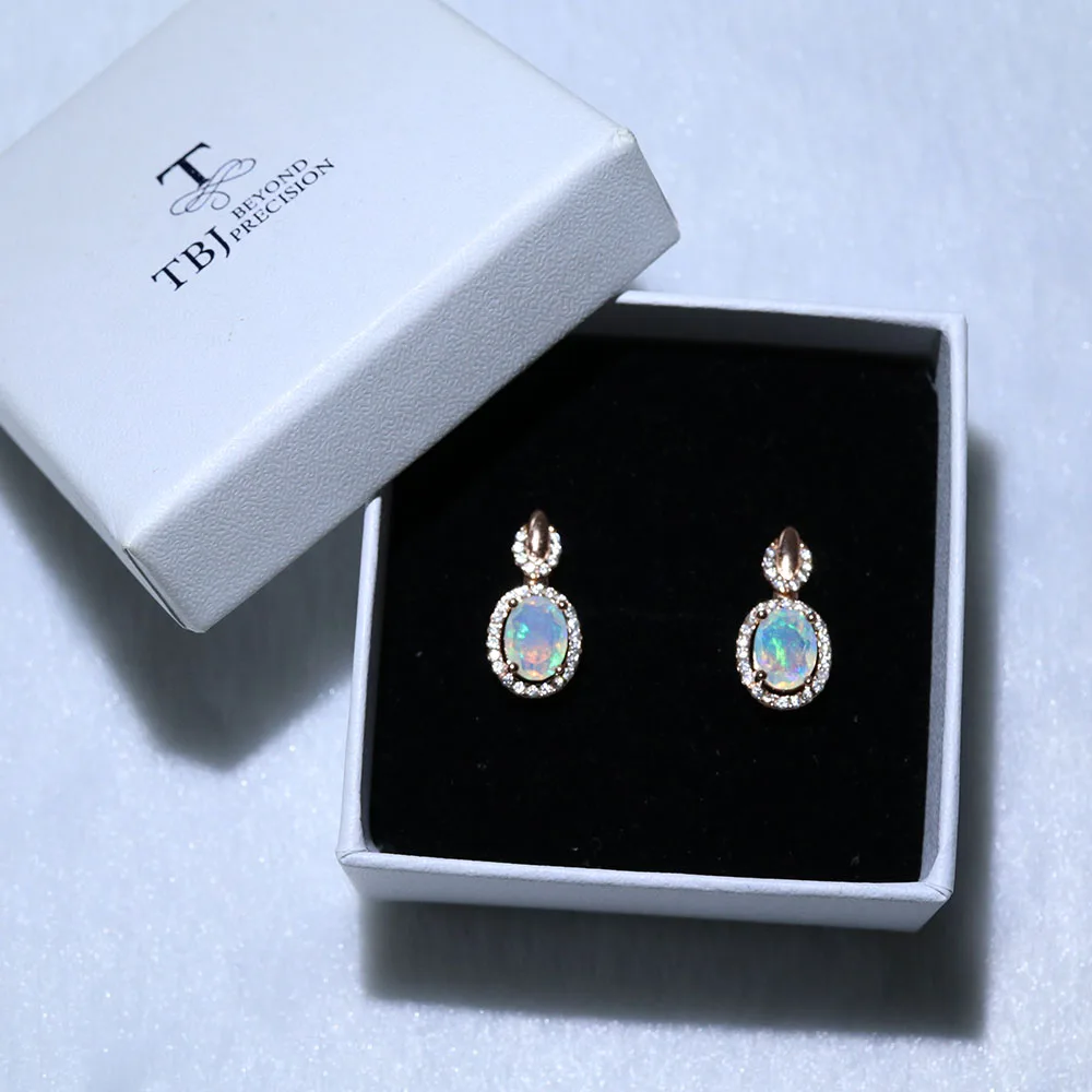Высокое качество опал застежка серьги, овальная огранка 6*8 мм 1.7ct натуральный драгоценный камень серебро 925 пробы розовый цвет ювелирные изделия tbj продвижение