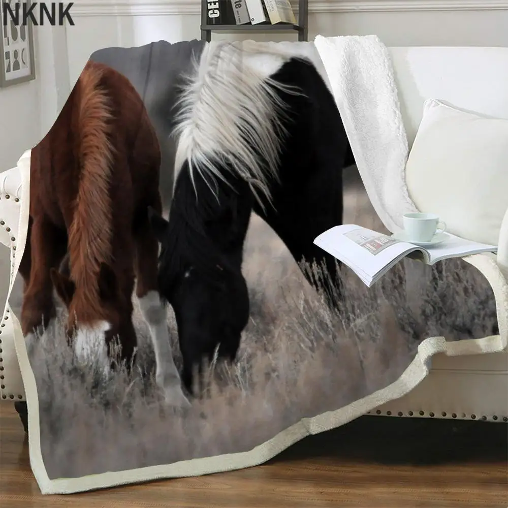 

NKNK Brank Horse Blankets Animal 3D Print Love Bedspread For Bed Home Blankets For Beds Sherpa Blanket Fashion Vintage Polyester