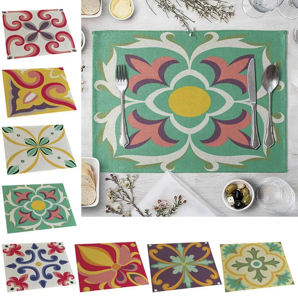 

42 x 32cm Symmetric Pattern Heat Insulation Bow Dish Pad Placemat Tableware Mat