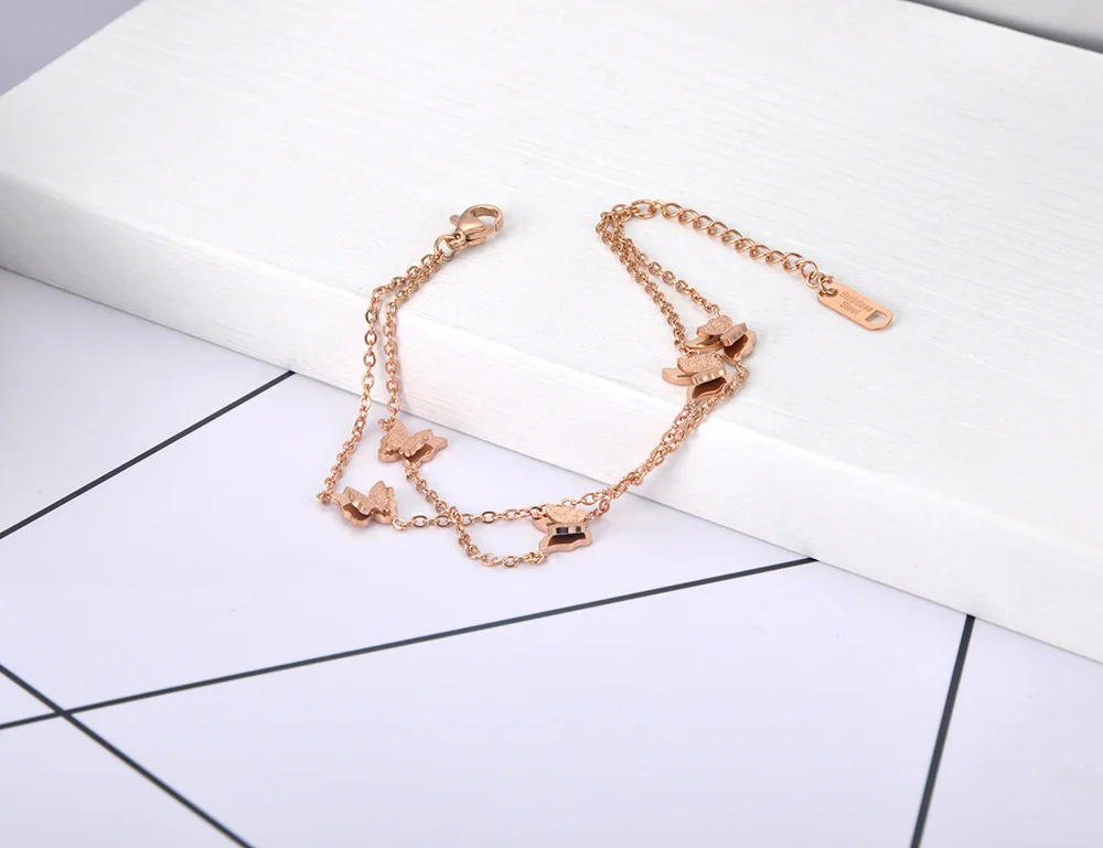 Lokaer богемский титановый браслет из нержавеющей стали с бабочкой для женщин