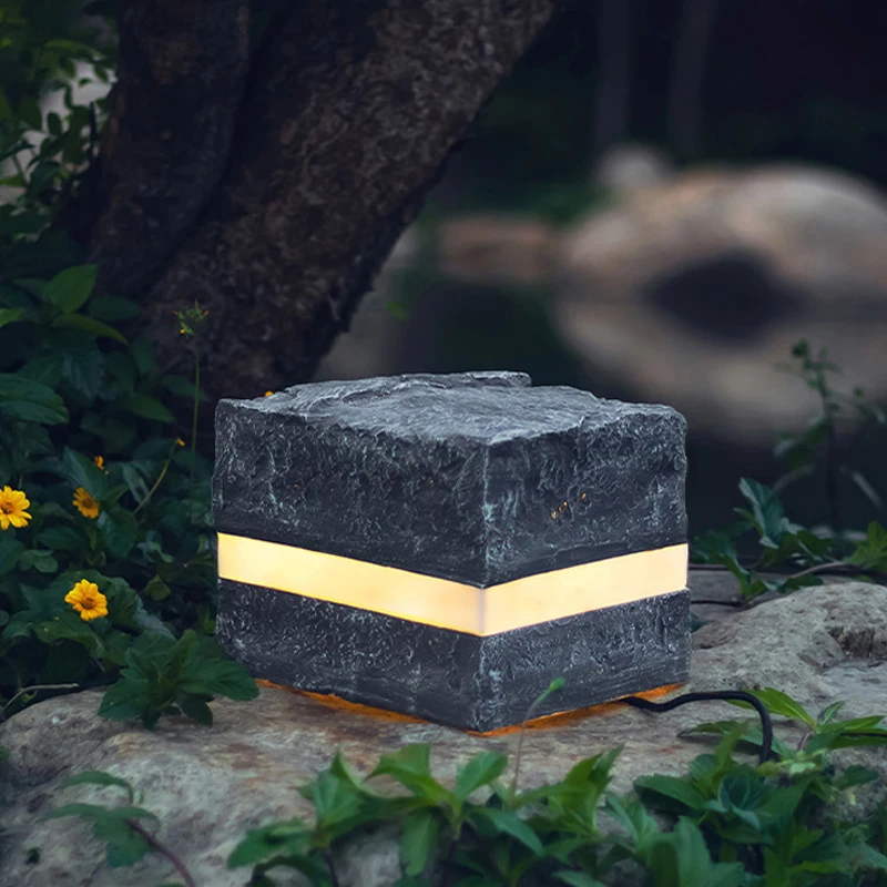 

Square Landscape Rock Light Villa Yard Courtyard Patio Garden Decoration Stone Lights Real Estate Park Resort Lawn Lamp