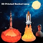 Прямая поставка, светодиодный ночник с 3D принтом, галактика, космический корабль, ракета, лампа для спальни, настольное украшение, лунная лампа для детей, рождественский подарок