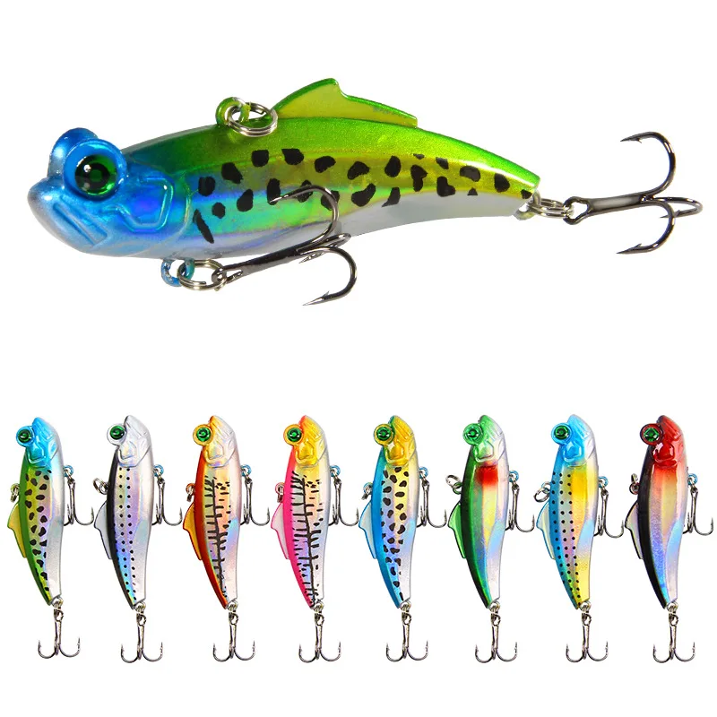 

1pcs/Trolling Winter fishing gear Swim metal vib Sequin hard bait6.5cm/12g Artificial crank fish lure Wobbler float fishing bait