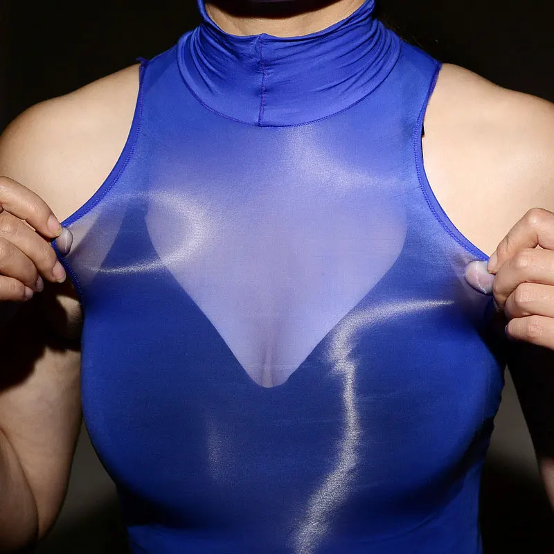 Сексуальное женское глянцевое блестящее прозрачное боди облегающее сексуальное