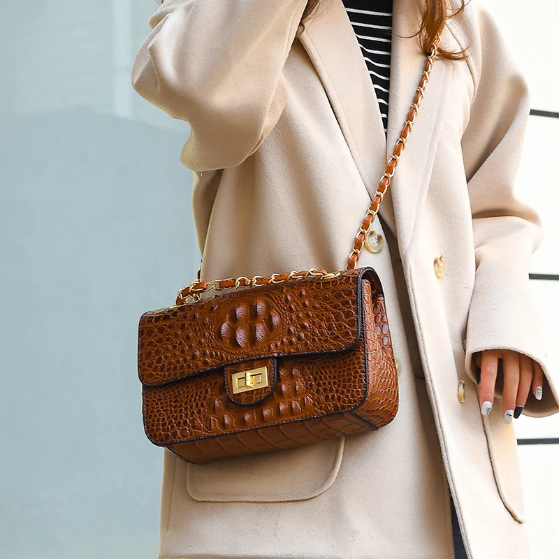 Роскошная крокодиловая сумка женские сумки мессенджеры кожаные Стеганая