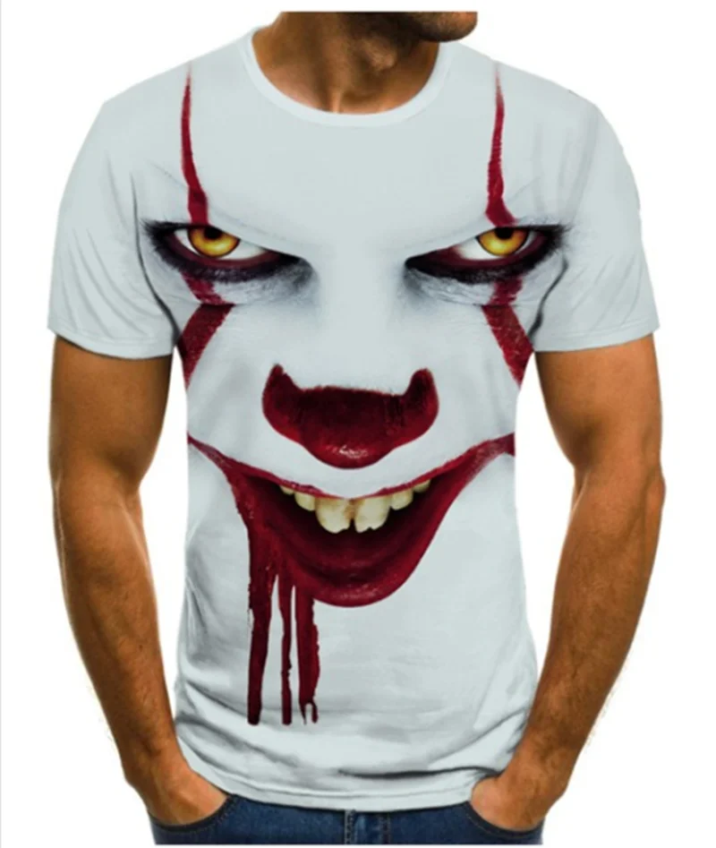 Новинка 2020 крутая футболка с клоуном для мужчин и женщин забавная рисунком лица