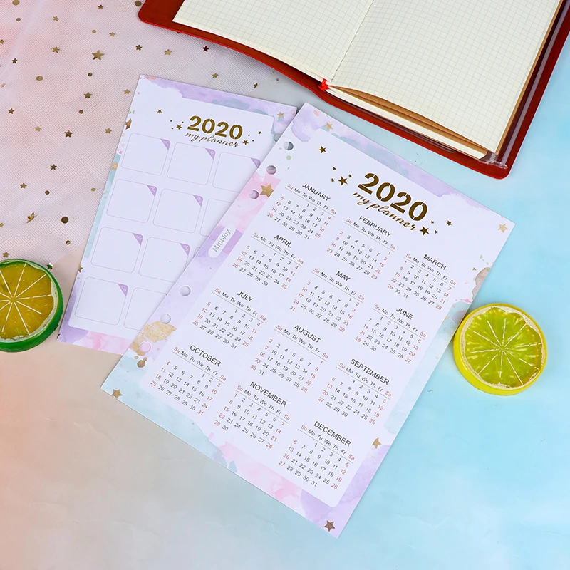 Календарь на 2020 год индексные разделители акварель Заправка для 6 отверстий