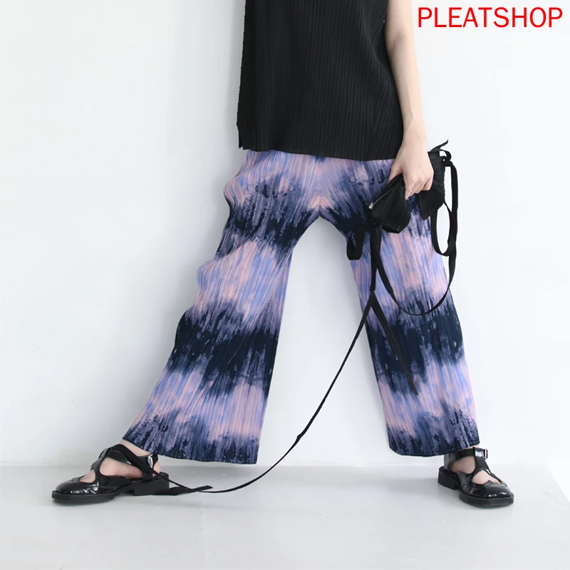 Designer's MIYAKE Pleated Trousers Printed Pleated Oggers Women Vetement Femme Women Pants