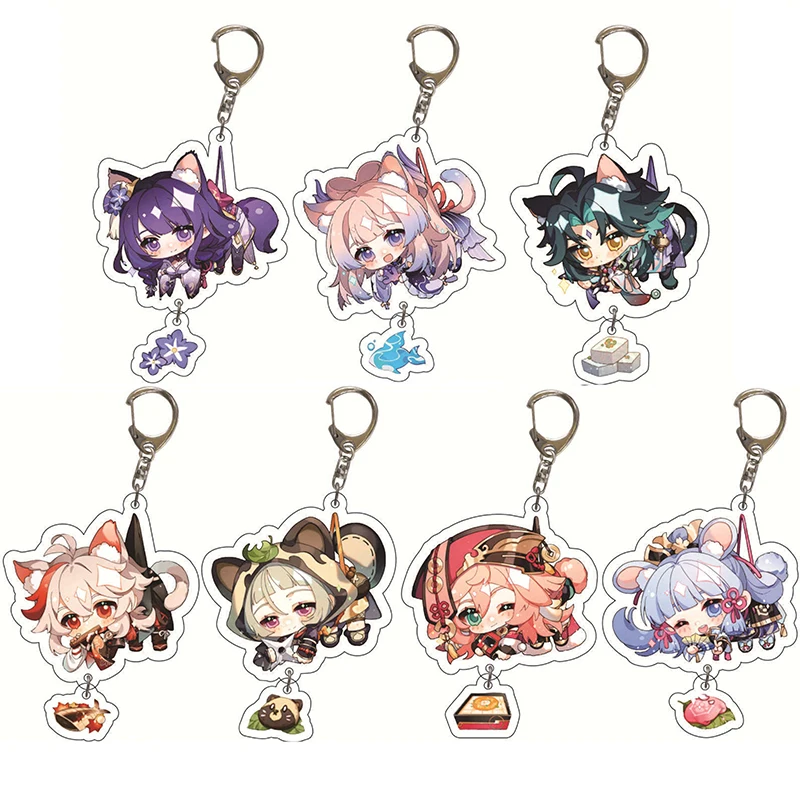 

Hot Game Genshin Impact Keychain Raiden Shogun Hutao Kaedehara Kazuha Xiao Yoimiya Cartoon Pendant Keyring Jewelry Accessories