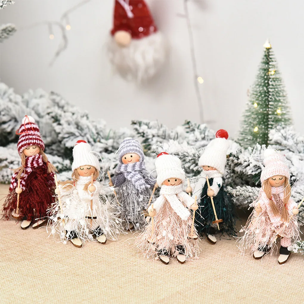 

6PCS Cute Angel Ski Dolls 2022 Gifts Navidad Hanging Pendant Christmas Home Decor Xmas Tree Ornaments Noel Natal Decoration