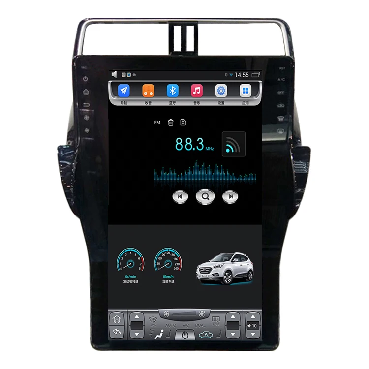 

15" tesla style vertical screen octa core android 9 Car GPS radio Navigation for Toyota Land Cruiser Prado 2018