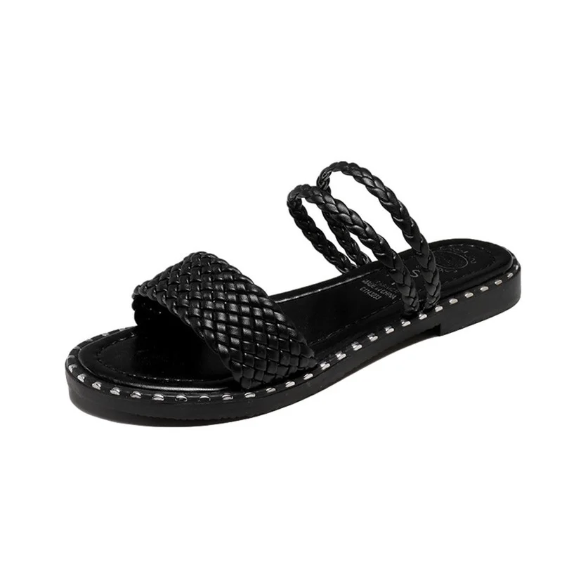 

2021 Women Casual Sandals Flip Flops Flat Heels Bohemia Summer Beach Cross Strap Shoes Fashion Leisure Solid Shoes Slippers