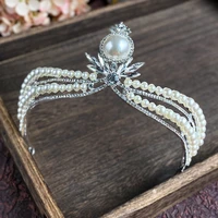 silver color rhinestone pearls tiaras wedding crowns crystal headbands for women hairbands bride hair accessories 2021 new