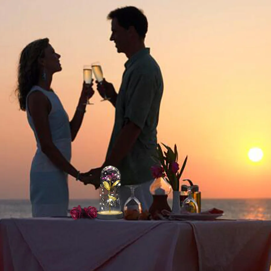 Маленькая Красавица и Чудовище Роза в стеклянном куполе навсегда розовый