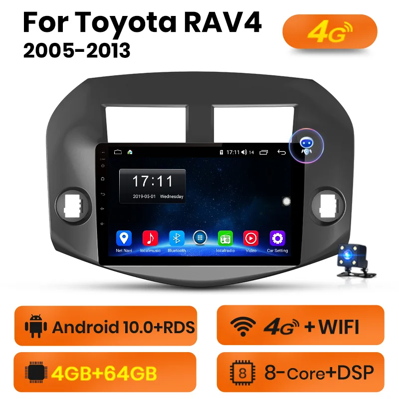 Автомагнитола AWESAFE PX9 для Toyota RAV4 2005 2013 мультимедийный видеоплеер с GPS 2din Android 10 0 2 ГБ