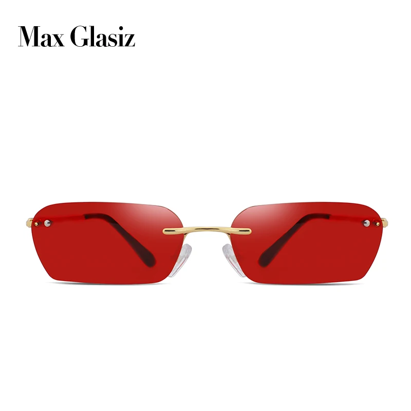Max Glasiz Новое поступление квадратные модные солнцезащитные очки женские прямоугольные солнцезащитные очки без оправы женские очки gafas de sol