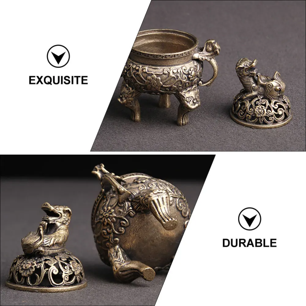 

1pc Copper Censer Decoration Desktop Incense Burner Incense Holder (Light Brown)