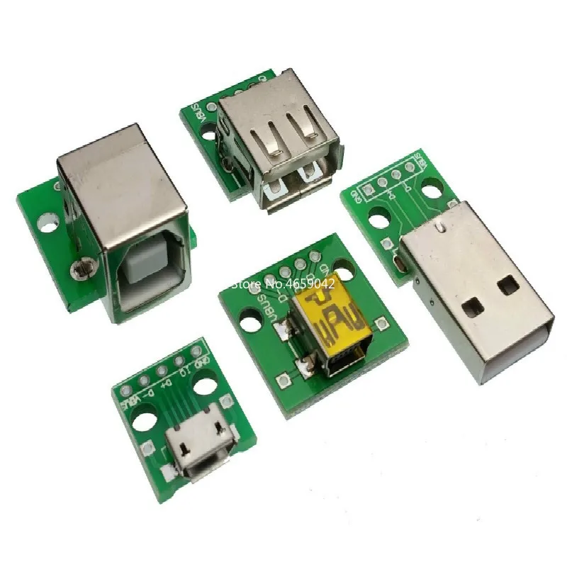 5 шт. USB адаптер PCB DIY DIP макетная плата модули тип A (M / F) B Mini Micro Разъемы|Соединители|