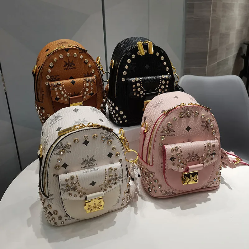 

Luxury Brand Handbags2021New Fashion Printing Diamond Rhinestone Pearl Backpack Famous Designer Student Casual School Bag Gg Sac