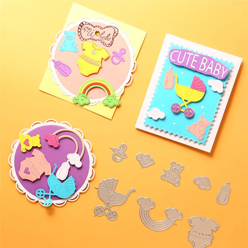 

YaMinSanNiO Baby Carriage Metal Cutting Dies Rainbow Cloud Die For DIY Etched Craft Paper Card Making Scrapbooking Embossing Cut