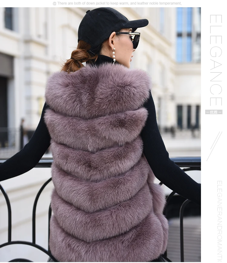 new real natural whole fur six-section fox vest ladies winter long warm fashion vest