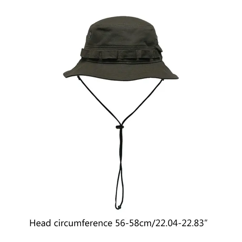 

Men Women Outdoor Sun Protection Bonnie Hat Wide Brim Windproof Chin Strap Quick Drying Breathable Foldable Fishing Bucket Cap