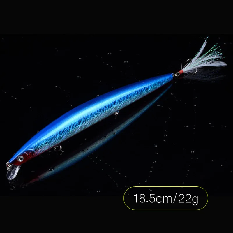 

1 Pcs 18.5cm 22g Minnow Fishing Lure Laser Hard Artificial Bait Plastic Big Fake Fish Lures Sea Fishing Bait Crankbait Wobblers
