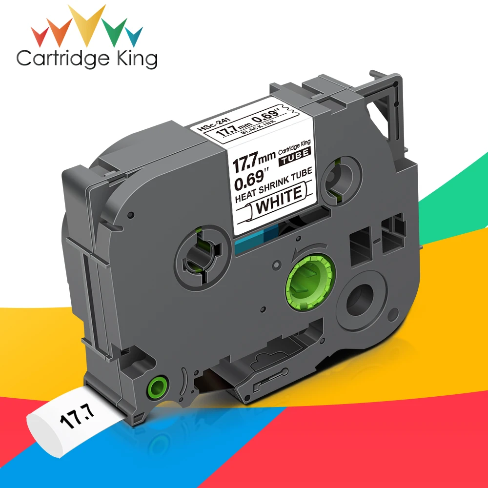 Термоусадочная трубка 17 7 мм HSe 241 совместимая с Brother HSe-241 HSe241 черно-белая для P-touch