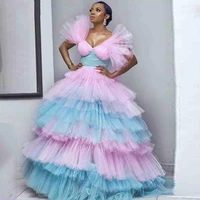 princess ball gown tiered tulle evening dresses pleat v neck sleeveless quinceanera dress 2021 vestidos de fiesta