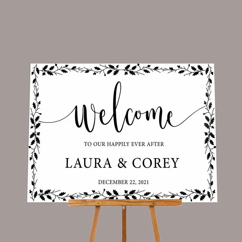 Black and White Acrylic Wedding Welcome Sign, Welcome Signage, Wedding Welcome Sign, Custom Welcome Sign, Acrylic Wedding Decor