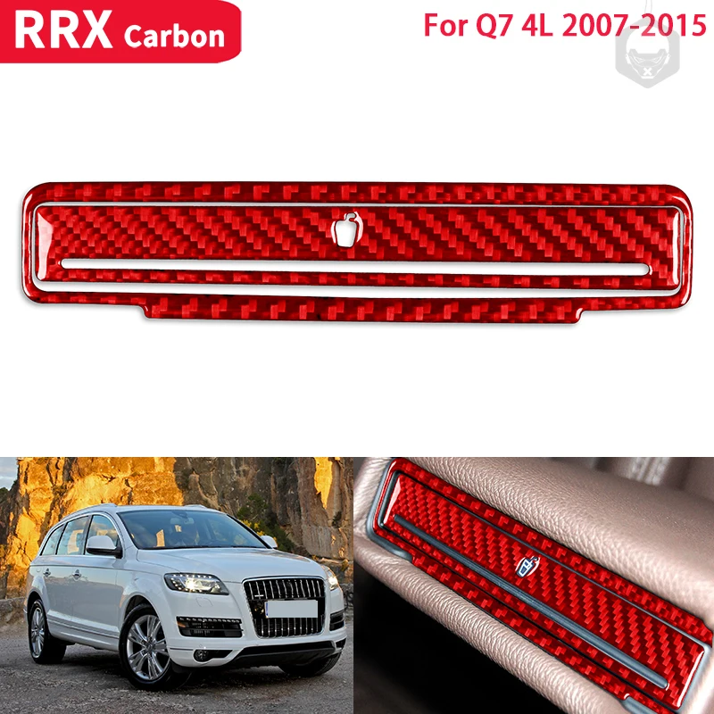 

Car Accessories Interiors Rear Central Cupholder Frame Decoration Cover Trim Real Carbon Fiber Sticker for Audi Q7 4L 2007-2015