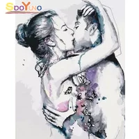 sdoyuno painting by number art beautiful handpainted gift pictures abstract couple kiss scenery adults home decor handmade