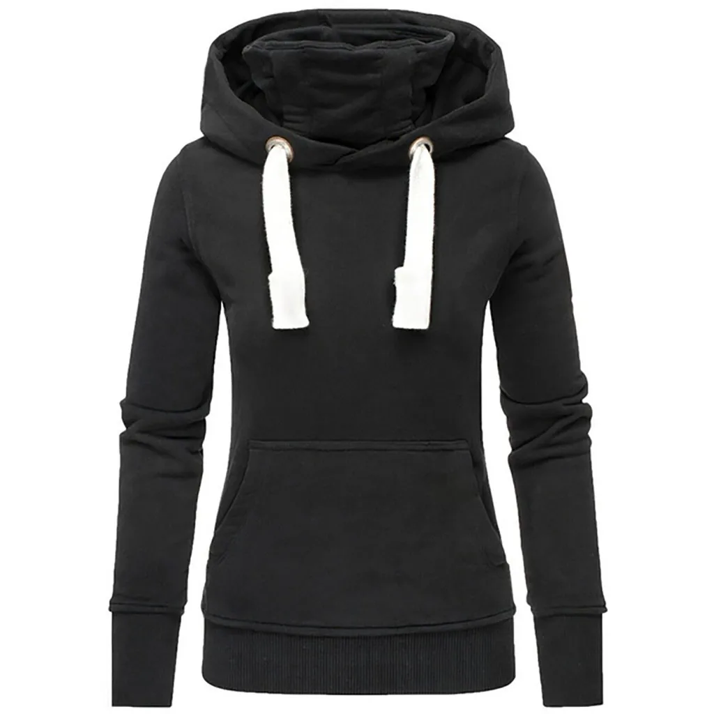 

Autumn winter warm Women Sweatshirt Pockets Slim Long sleeve Turtleneck Drawstring Oversized Hoodies