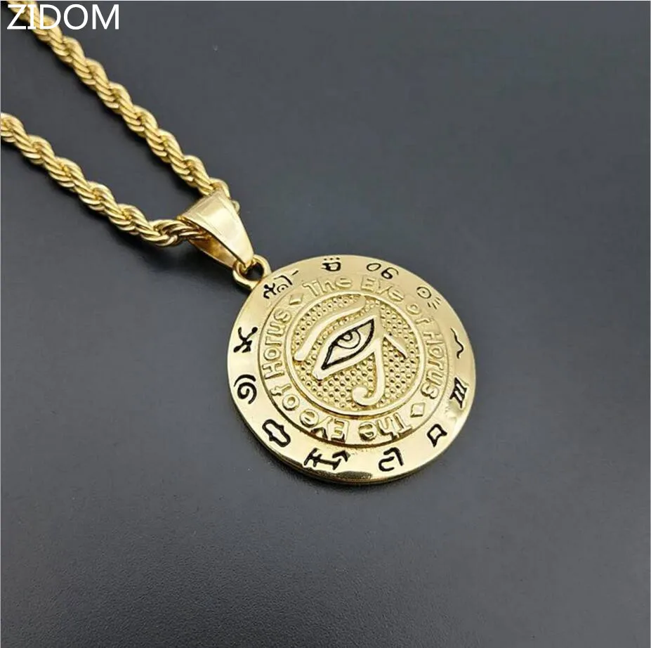 2018 new style Stainless Steel Men Hip hop Eye of Horus pendant necklaces fashion vintage necklace mens Hiphop jewelry gifts | Украшения и