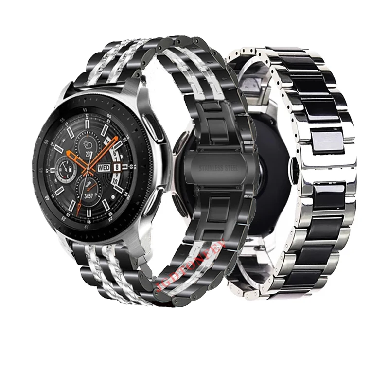 

Браслет из нержавеющей стали для Samsung Gear S3 Frontier, серебристый ремешок для galaxy watch 46 мм, huawei watch gt 2, 22 мм