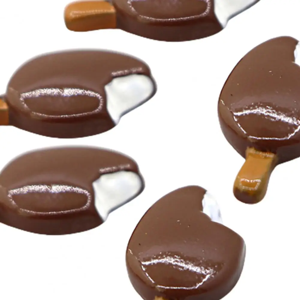 

5 Pcs Embellishments Bright Color Vivid Resin Chocolate Ice Cream Decors DIY Material for Cake Earring Pendant Accessories