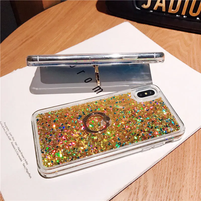 Чехол для телефона с зыбучим песком iPhone X 7 6 6s 8 Plus XS MAX XR динамическими блестками и