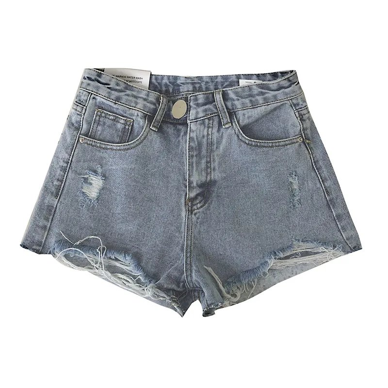

Fashion holed rough edge denim shorts women's early spring 2020 new Korean version simple loose high waist hot pants wide leg