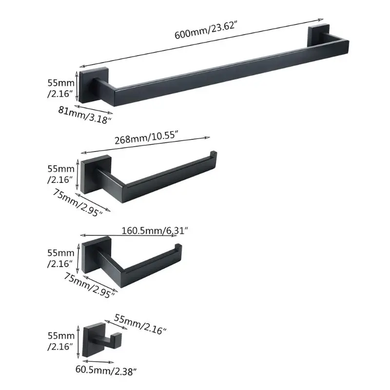 

Bathroom 4-Piece Accessory Set,Towel Bar Towel Hook Towel Ring