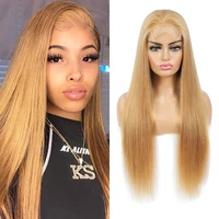 4x4 lace closure human hair wigs colored honey blonde long straight wigs brazilian hair for black women non remy ijoy