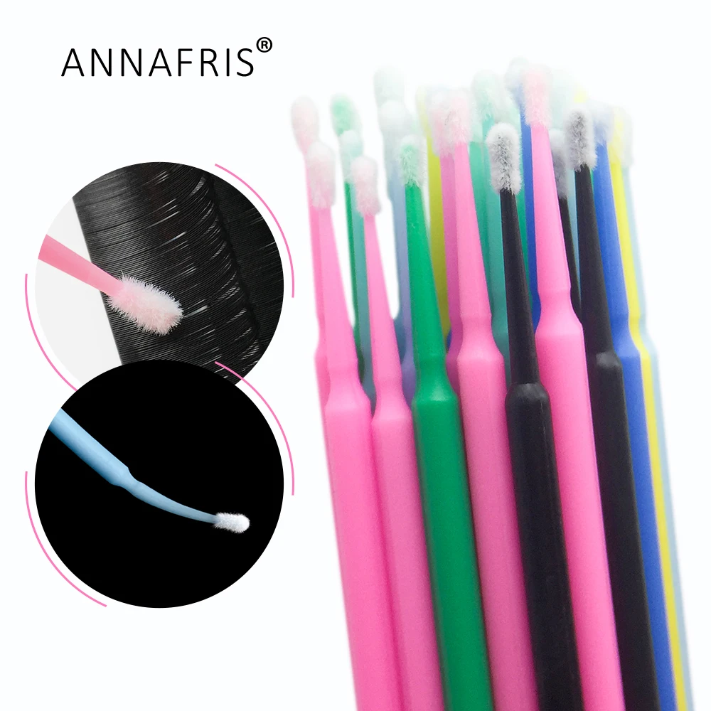 

ANNAFRIS 100pcs Durable Micro Disposable Eyelash Wand Extension Individual Applicators Mascara Lip Brush For Lashes Makeup Tools