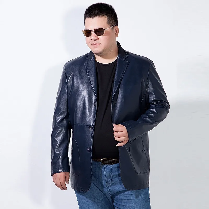 Большие размеры 8XL 7XL 6XL брендовая натуральная кожа куртка Для мужчин Новый стиль
