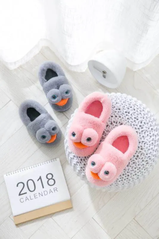 #805-cute duck plush slippers/ home indoor shoes in winter suitable for mid-kids |